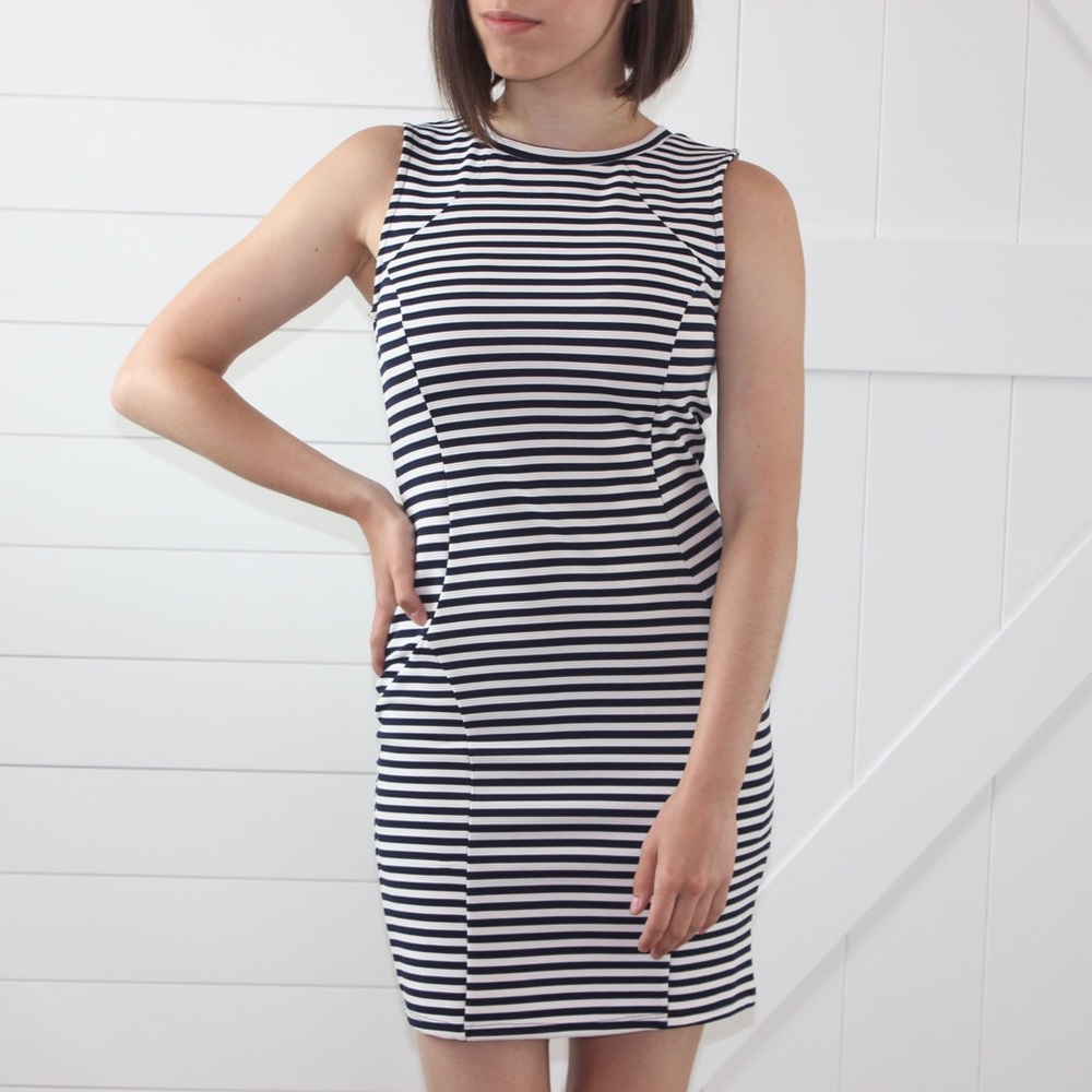 Striped, Fitted, Mini Dress